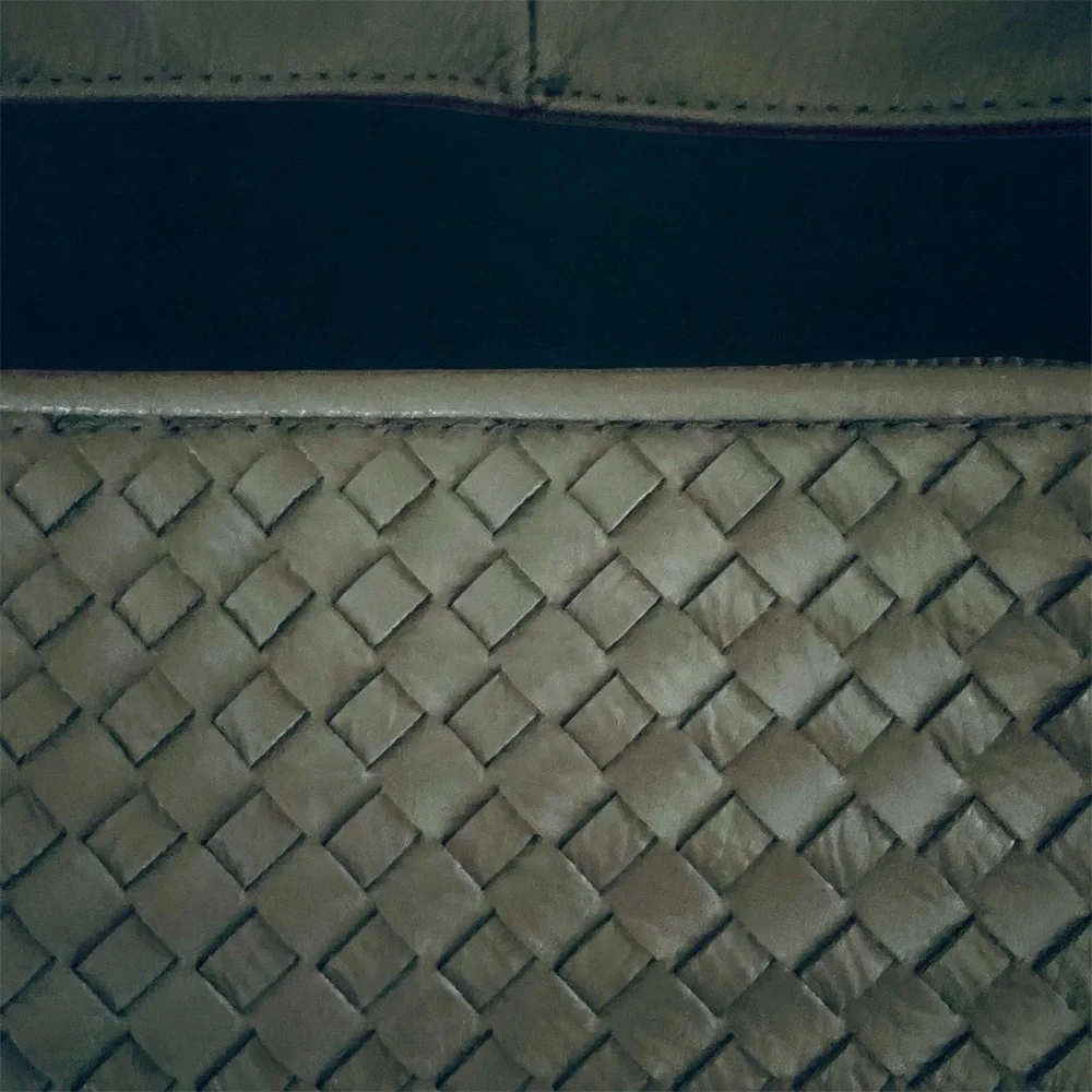 Gray woven vegan leather bag. Measurements are shown in pictures. - Picture 6 of 6